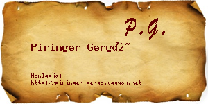 Piringer Gergő névjegykártya